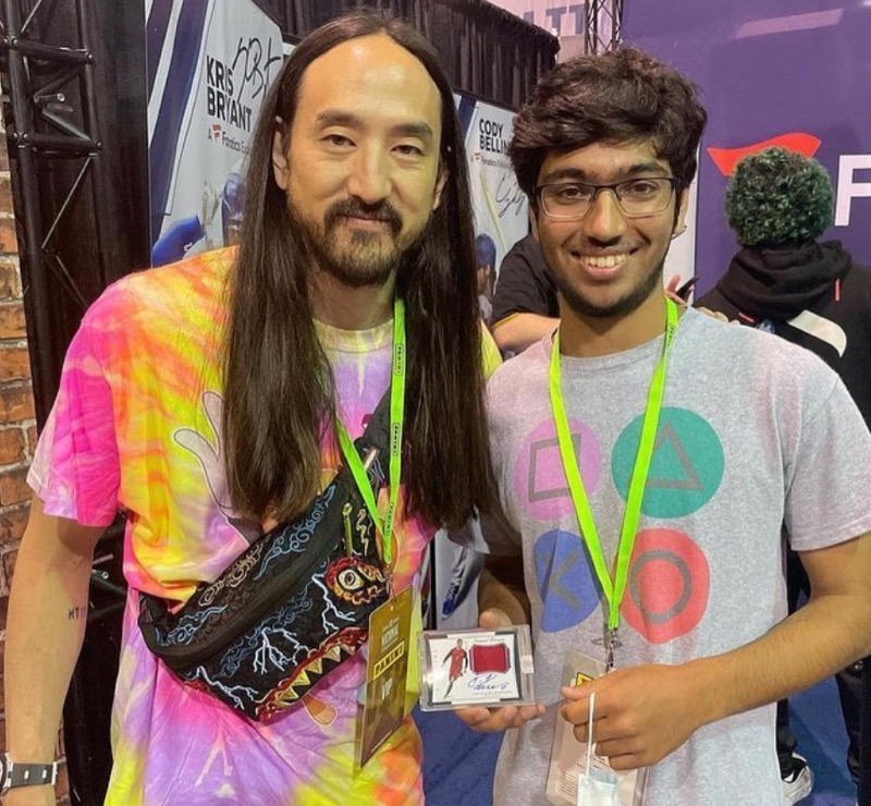 Kunal Ahuja with Steve Aoki at Panini sports card event